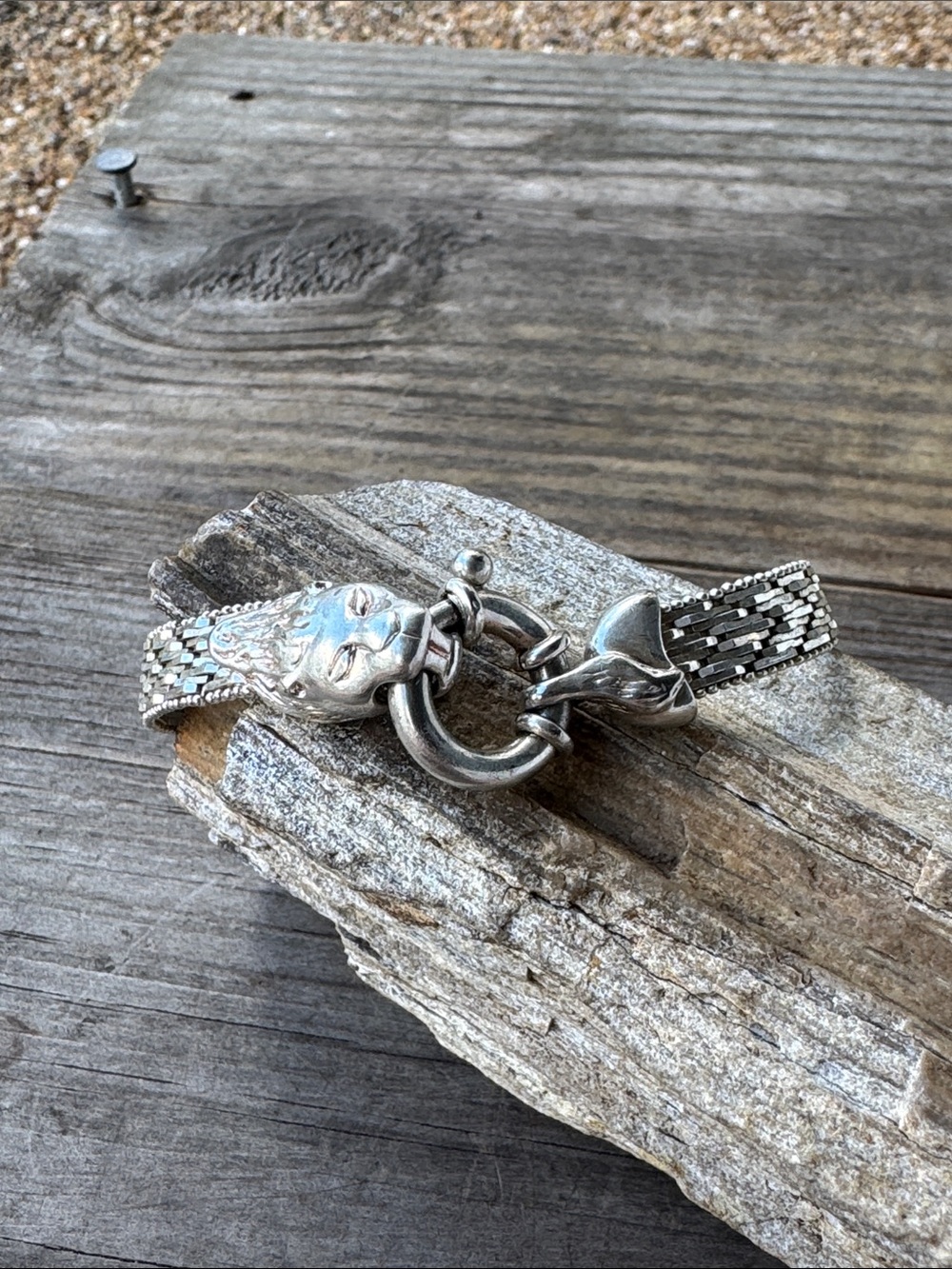 Italian Sterling Silver Lion Bracelet